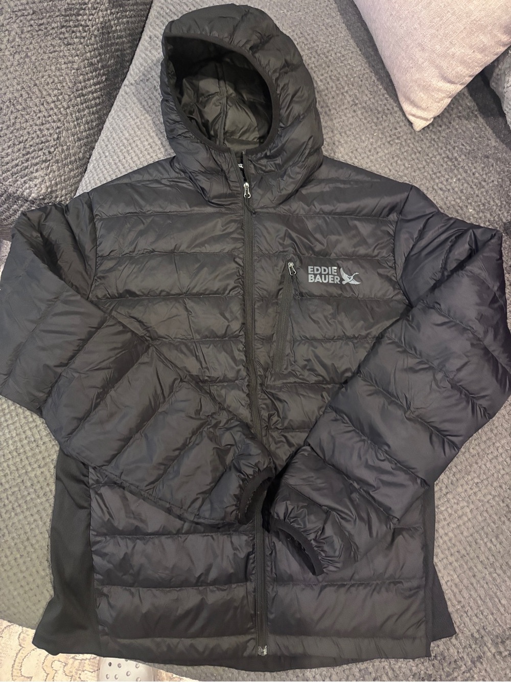 Eddie Bauer Black Quilted Hooded Puffer Jacket